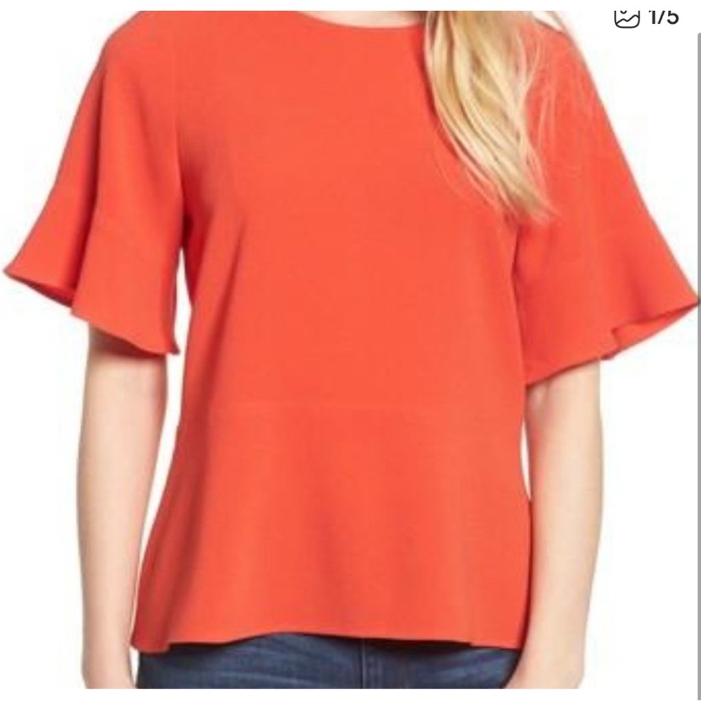Madewell Flare Hem Top Large Oversized Orange